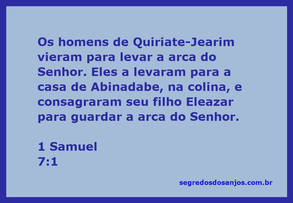Homens de Quiriate-Jearim transportando a arca do Senhor para a casa de Abinadabe.