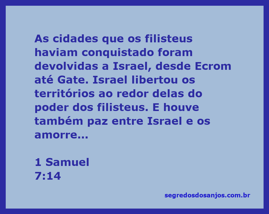 Imagem representando a restauração das cidades israelitas após a vitória sobre os filisteus.