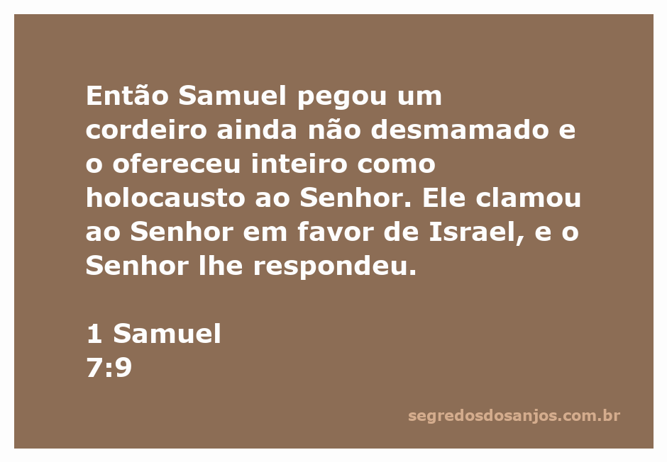 Samuel oferecendo um cordeiro como sacrifício a Deus em favor de Israel.