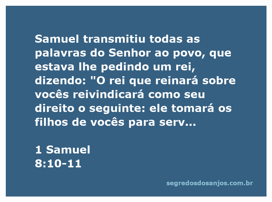 Imagem ilustrativa de Samuel comunicando a mensagem de Deus ao povo sobre a escolha de um rei.