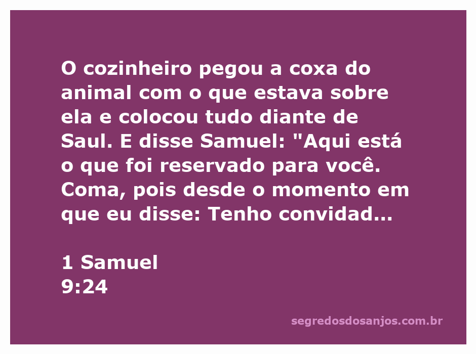 Saul recebendo a coxa do animal como parte de um banquete com Samuel.