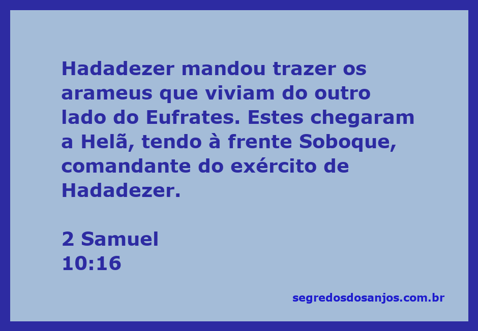 Ilustração de Hadadezer enviando arameus para a batalha, destacando Soboque como comandante.