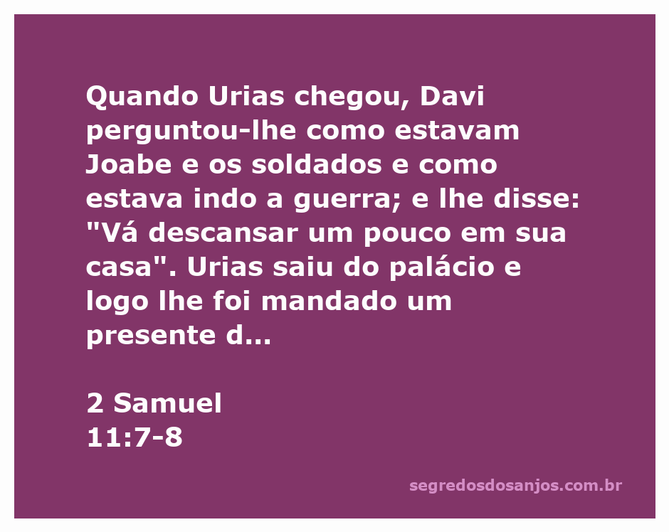 Rei Davi conversando com Urias enquanto ele retorna da batalha.