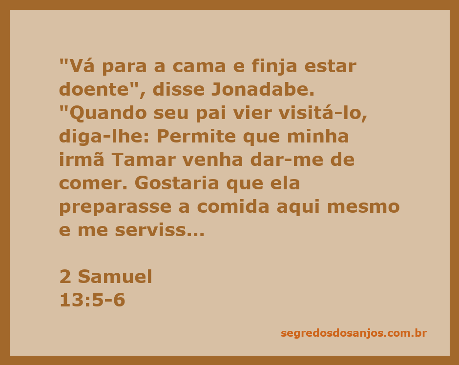 Ilustração de Amnom e Tamar, com Amnom fingindo estar doente enquanto Tamar prepara comida.