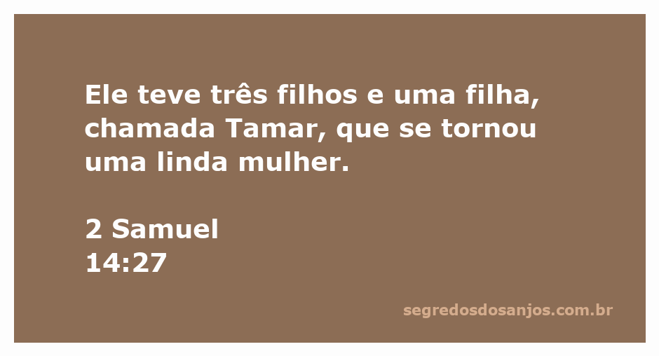 Imagem de uma bela mulher chamada Tamar, filha de um homem que teve três filhos, representando o versículo de 2 Samuel 14:27.