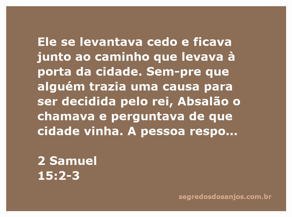 Absalão aguardando junto ao caminho para ouvir as causas do povo de Israel