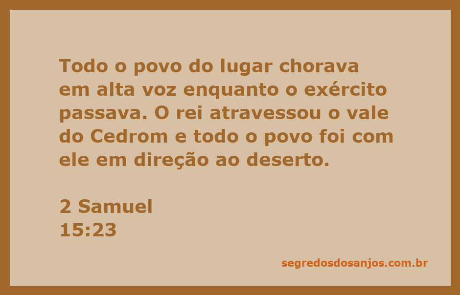 O rei e seu povo atravessando o vale do Cedrom, com expressões de tristeza e lamento.