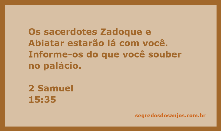 Os sacerdotes Zadoque e Abiatar informando o rei sobre os eventos no palácio.
