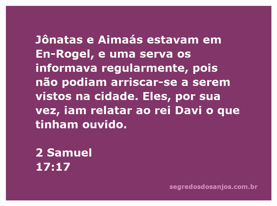 Jônatas e Aimaás se escondendo em En-Rogel, recebendo informações de uma serva para relatar ao rei Davi