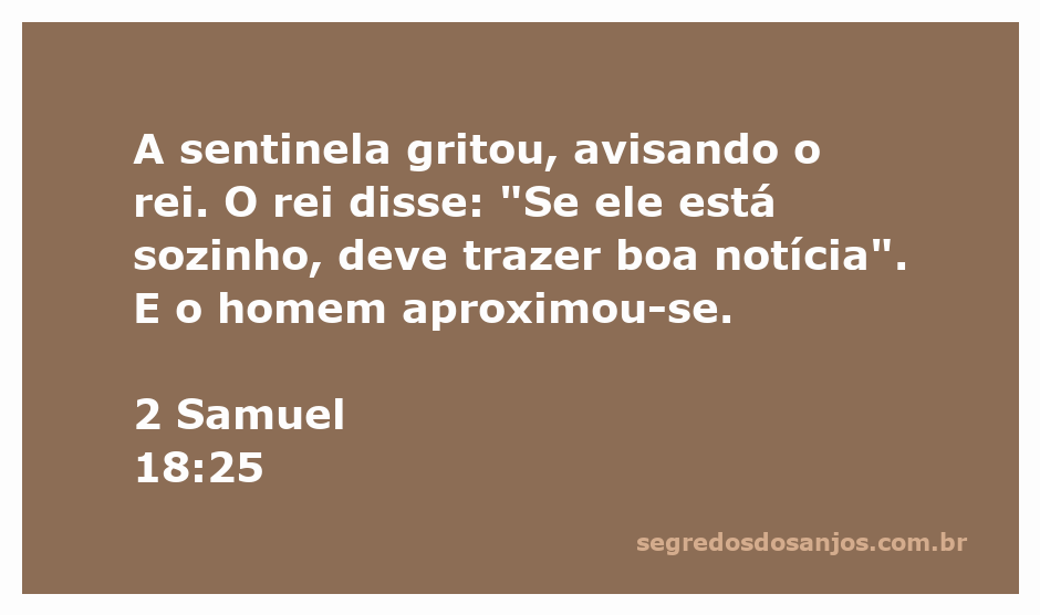 Sentinela avisa o rei sobre a chegada de um mensageiro trazendo boas notícias.