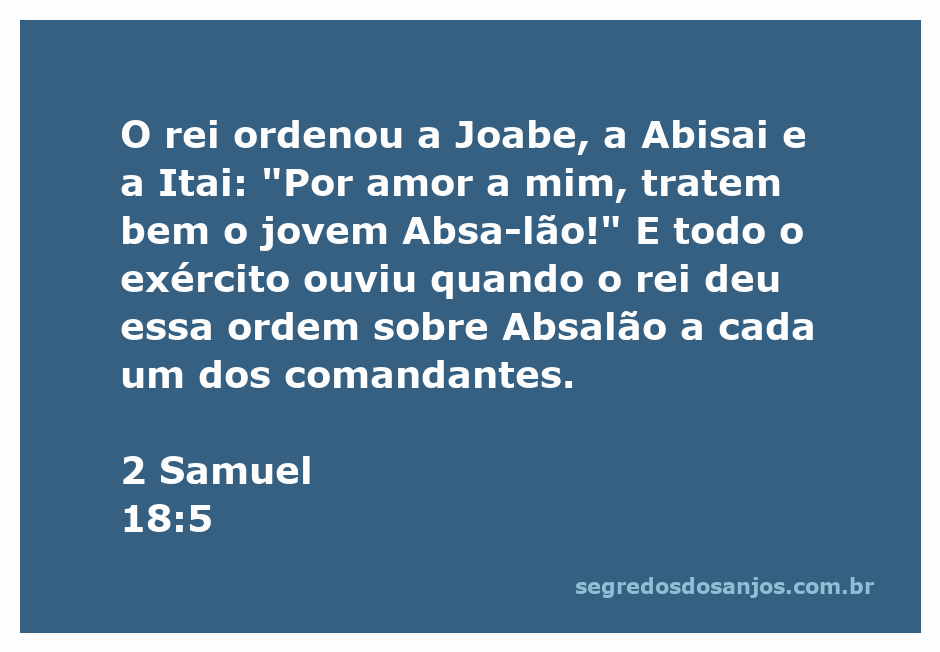 Rei Davi dando ordens sobre Absalão aos seus comandantes.