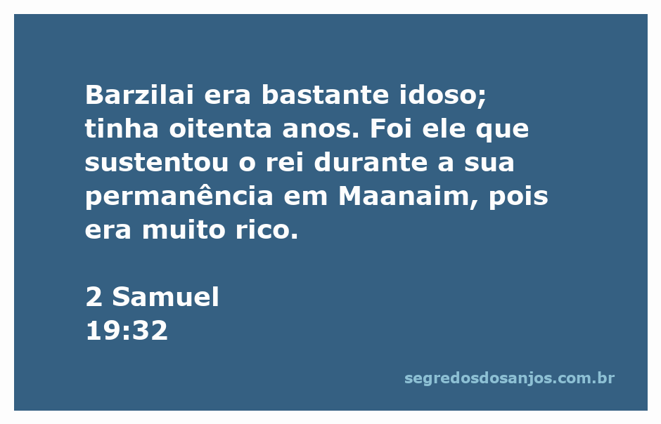 Barzilai, o homem idoso que apoiou o rei em Maanaim, com 80 anos de vida e riqueza.
