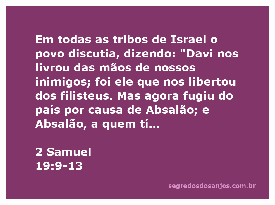 Davi conversando com os sacerdotes e autoridades de Judá sobre seu retorno ao reino após a rebelião de Absalão.