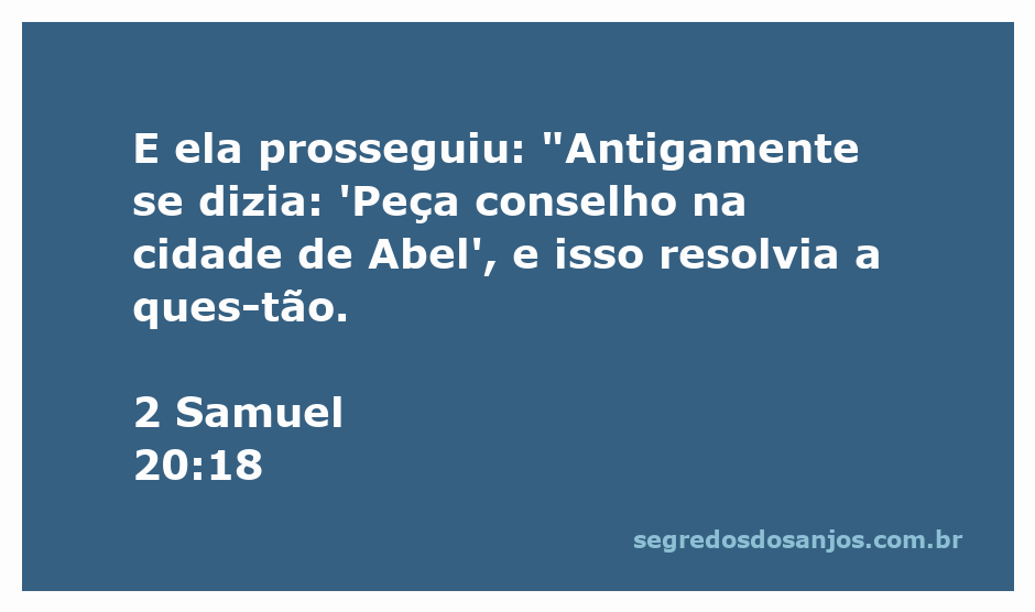 Imagem que representa a sabedoria e o conselho da cidade de Abel, referenciando 2 Samuel 20:18.