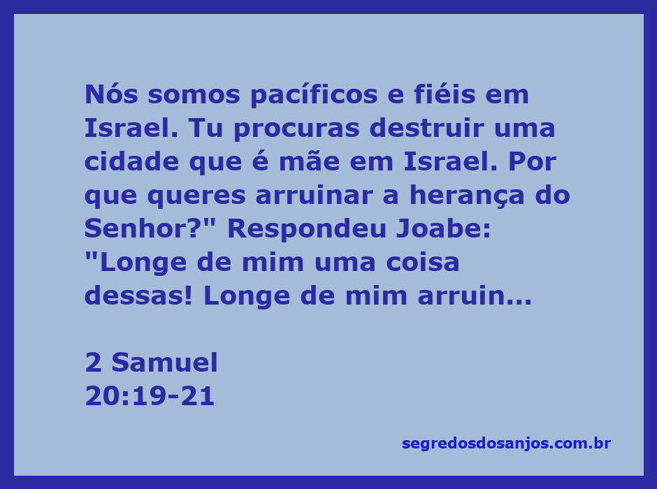 Ilustração da cena em 2 Samuel 20:19-21, onde uma mulher defende a cidade e Joabe busca Seba, o rebelde.