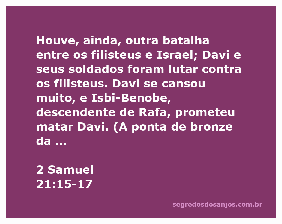 Davi lutando contra os filisteus, com Abisai ao seu lado, durante a batalha descrita em 2 Samuel 21:15-17.