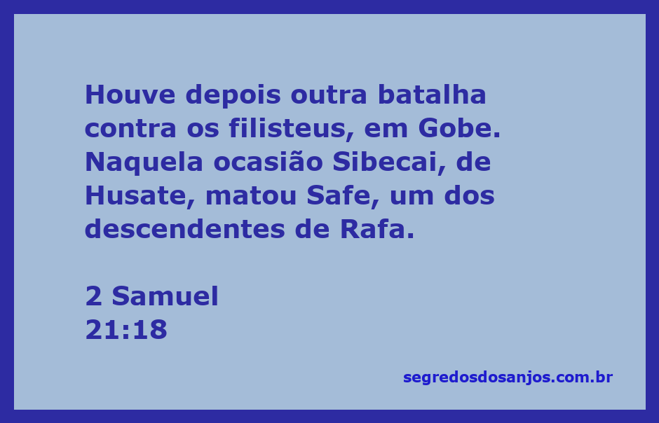 Sibecai de Husate lutando contra os filisteus em Gobe, representando a batalha descrita em 2 Samuel 21:18.