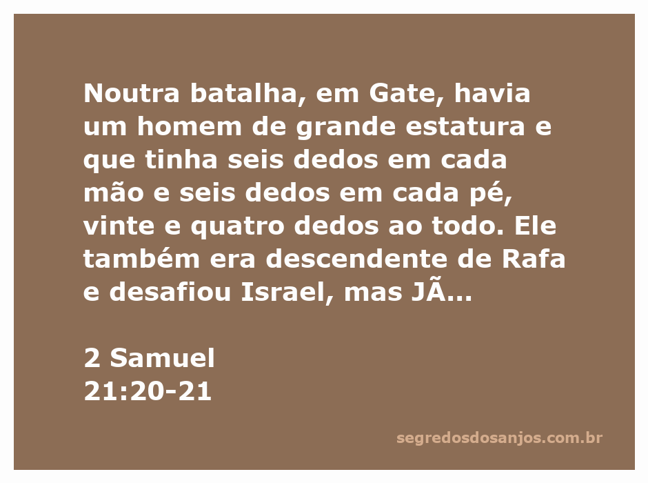 Ilustração de Jônatas lutando contra o gigante de Gate, que tinha seis dedos em cada mão e pé.