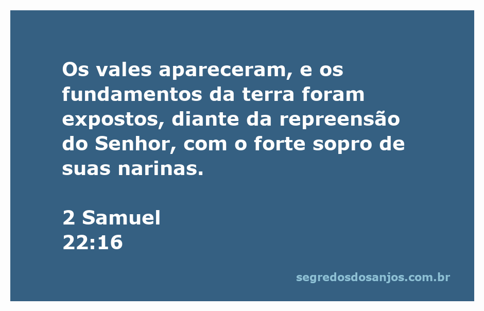 Imagem representando a visão de vales sendo expostos diante da força do Senhor, ilustrando a passagem de 2 Samuel 22:16.