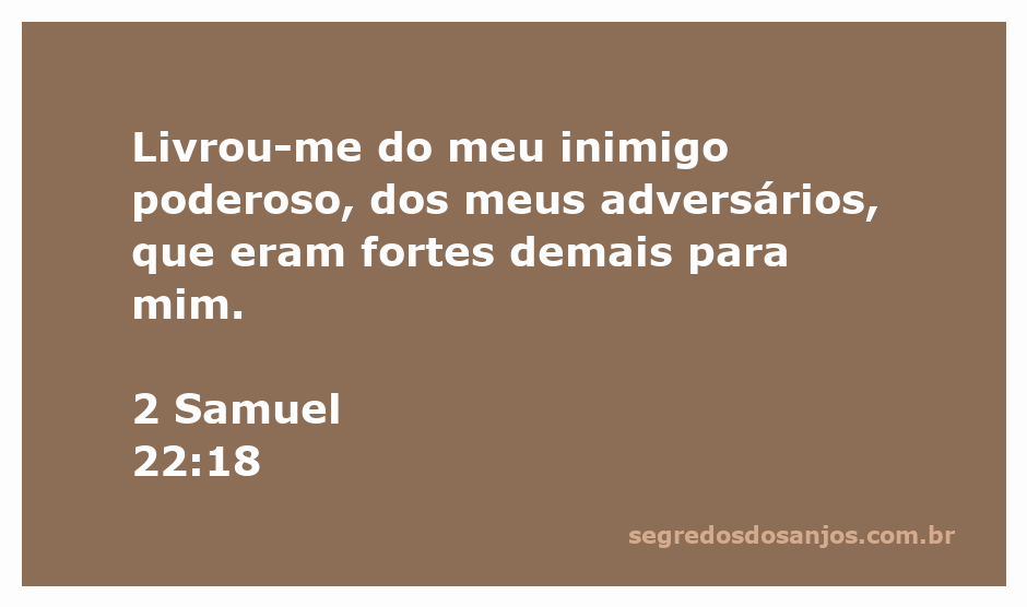 Imagem de Davi sendo protegido por Deus contra seus inimigos poderosos, representando o versículo 2 Samuel 22:18.