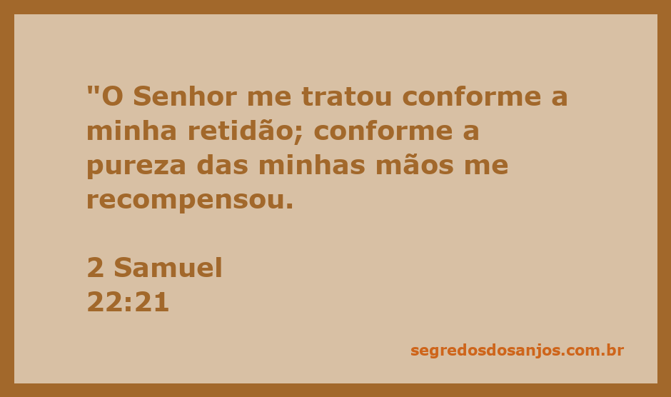 A representação artística de 2 Samuel 22:21, simbolizando a recompensa de Deus pela retidão e pureza.