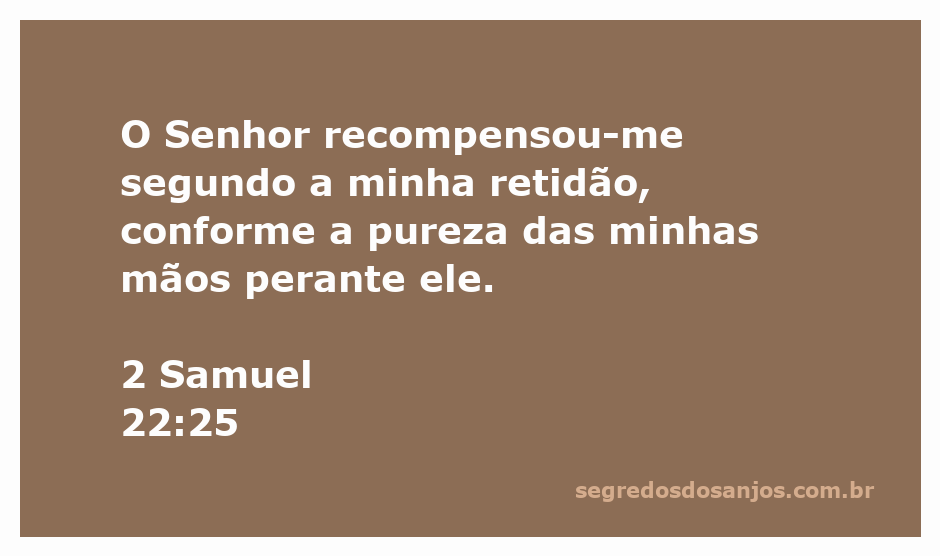 Imagem que ilustra 2 Samuel 22:25, destacando a recompensa de Deus pela retidão e pureza.