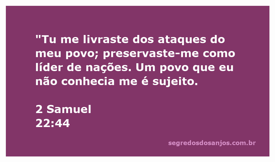 Imagem representativa do versículo 2 Samuel 22:44, mostrando a proteção divina e liderança.