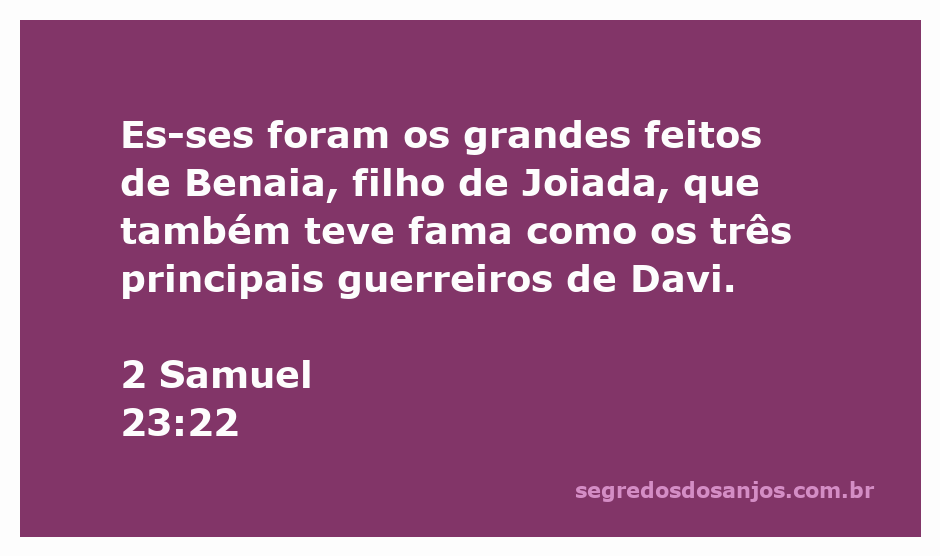 Benaia, filho de Joiada, realizando grandes feitos como um dos principais guerreiros de Davi.