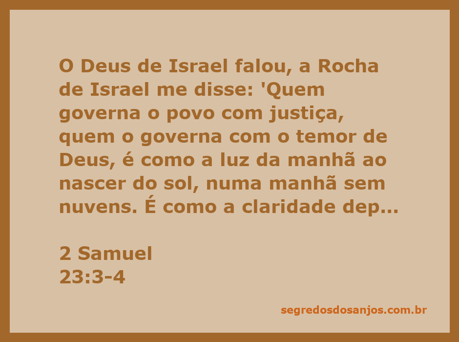 Imagem que representa a passagem de 2 Samuel 23:3-4, destacando a justiça e o temor de Deus na liderança.