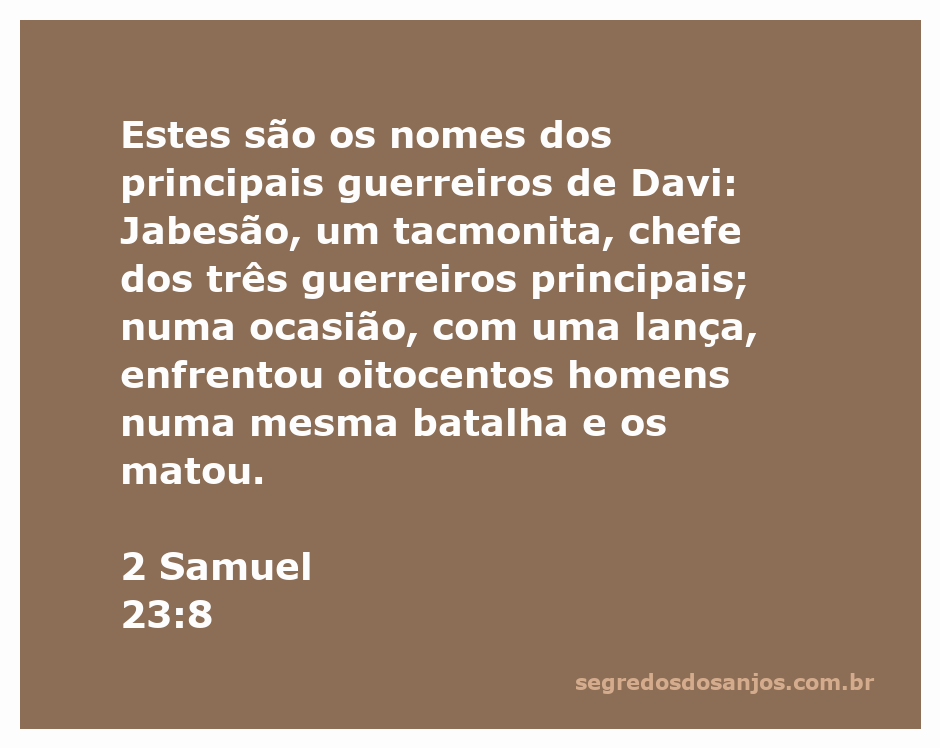 Ilustração de Jabesão, o valente guerreiro de Davi, lutando contra oitocentos inimigos.