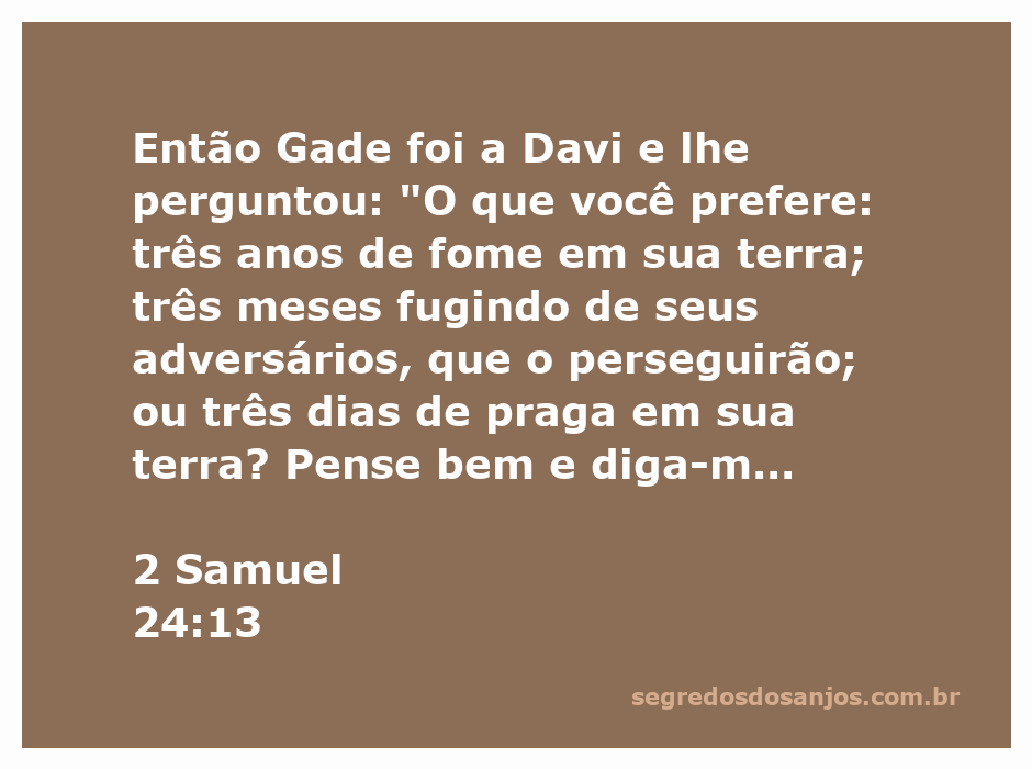 Profeta Gade apresenta a Davi as opções de punição em 2 Samuel 24:13