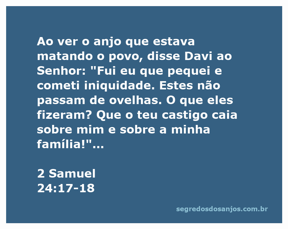 Davi implorando a Deus por misericórdia enquanto observa o anjo que castiga o povo, representando arrependimento e intercessão.