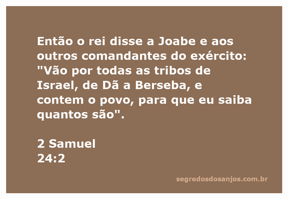 Rei Davi ordena contagem do povo de Israel a Joabe e comandantes