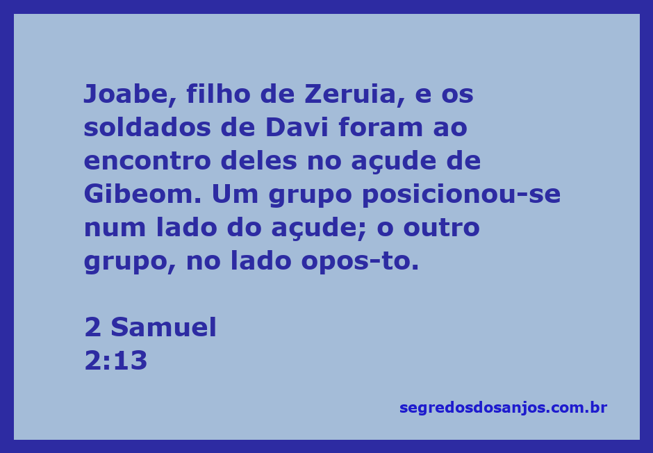 Ilustração da batalha entre os soldados de Davi e os adversários no açude de Gibeom, representando a divisão dos grupos.