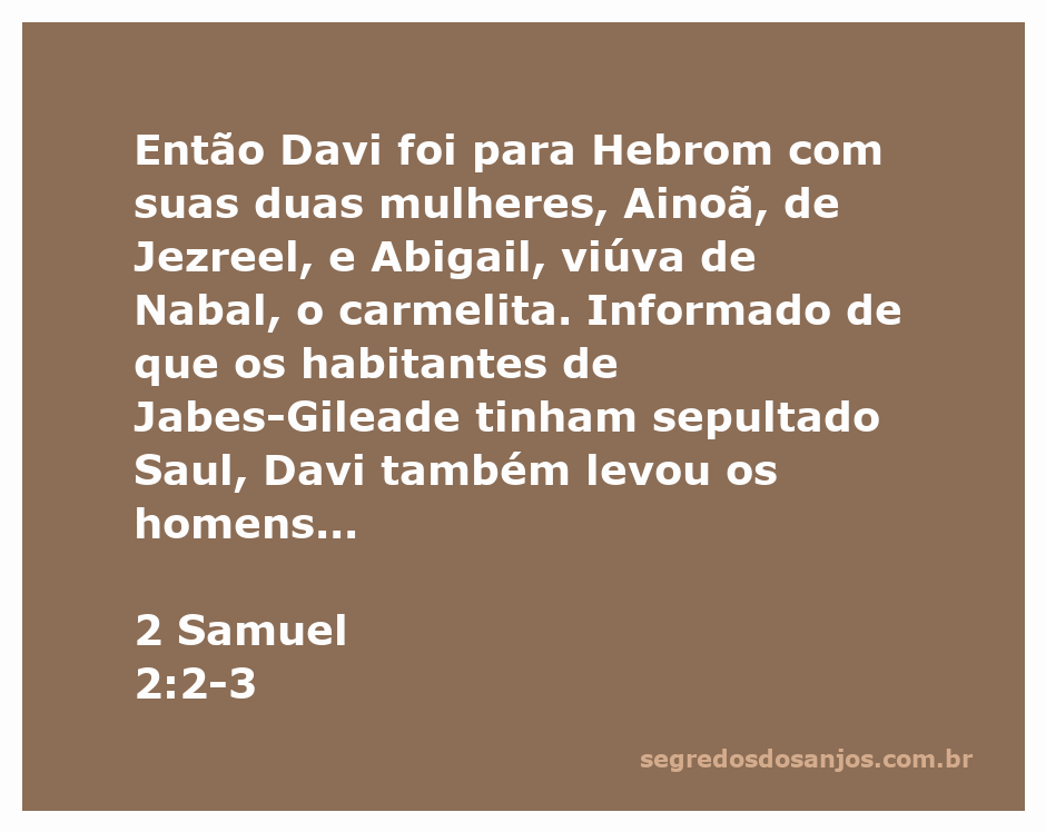 Davi se estabelecendo em Hebrom com suas esposas e homens, após a morte de Saul.