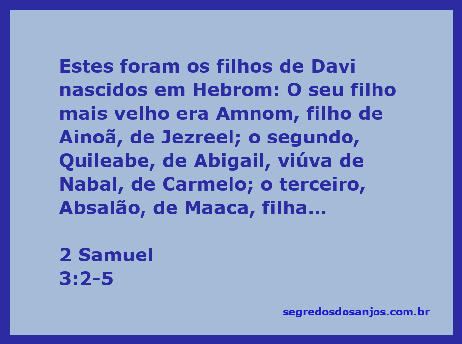 Os filhos de Davi nascidos em Hebrom conforme descrito em 2 Samuel 3:2-5.
