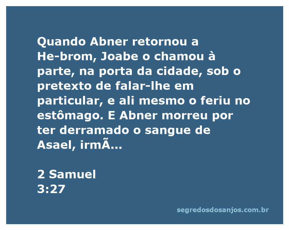 Ilustração da traição de Joabe a Abner, retratando a cena em Hebrom onde Abner é ferido.