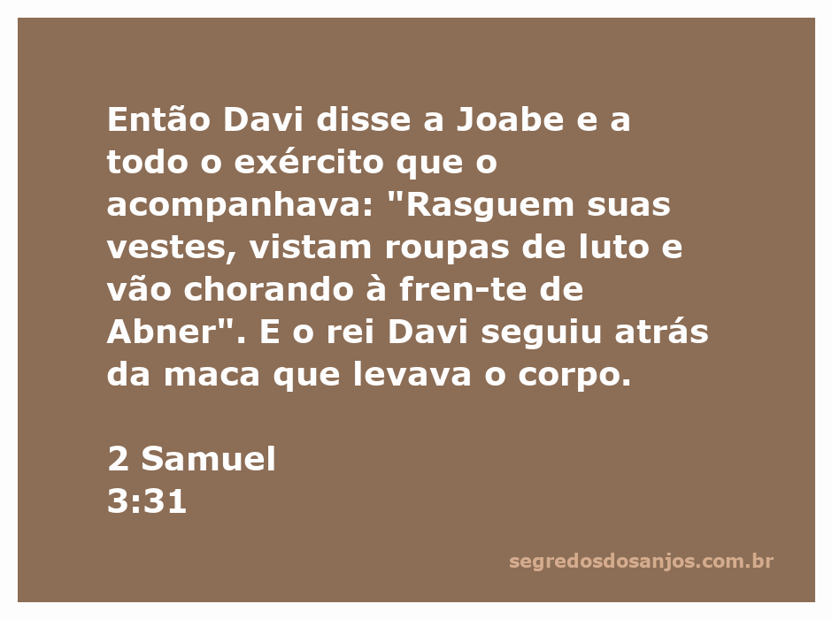 Rei Davi e seus soldados em luto pela morte de Abner, conforme descrito em 2 Samuel 3:31.