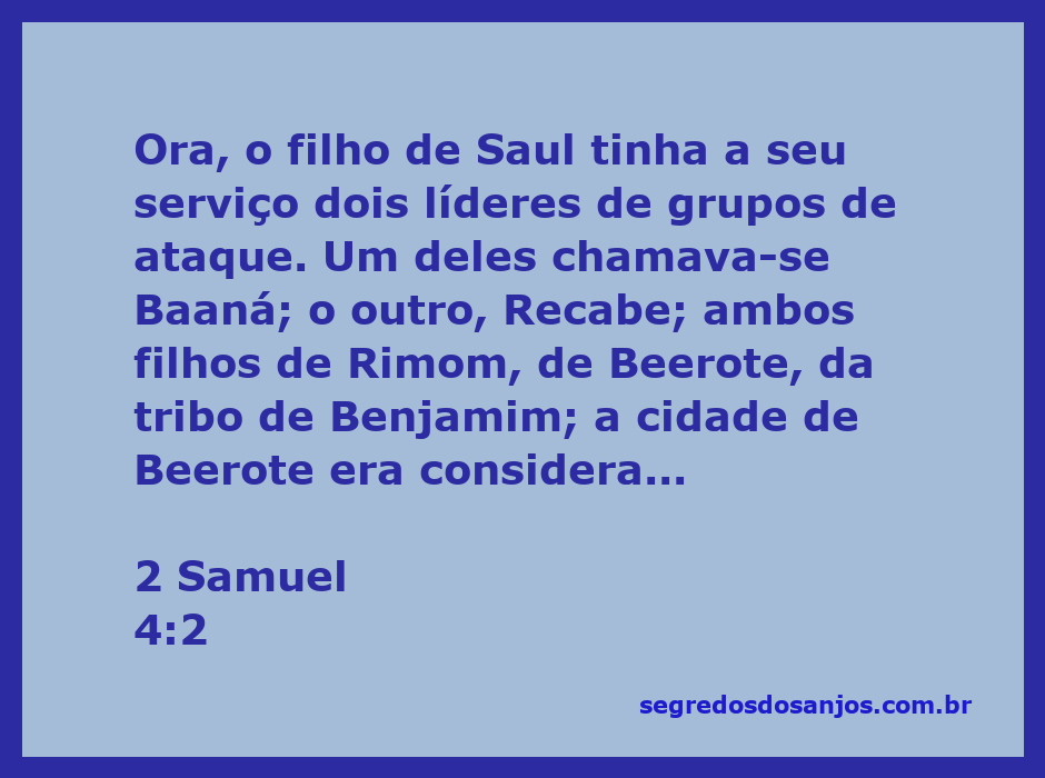 Ilustração dos líderes de ataque Baaná e Recabe, filhos de Rimom, da tribo de Benjamim, conforme mencionado em 2 Samuel 4:2.