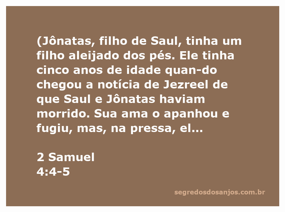Ilustração de Mefibosete, o filho aleijado de Jônatas, em um momento de vulnerabilidade após a morte de Saul e Jônatas.