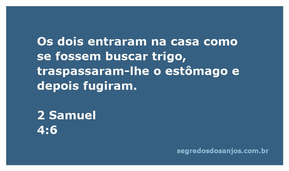 Ilustração de dois homens entrando em uma casa, simbolizando a traição mencionada em 2 Samuel 4:6.
