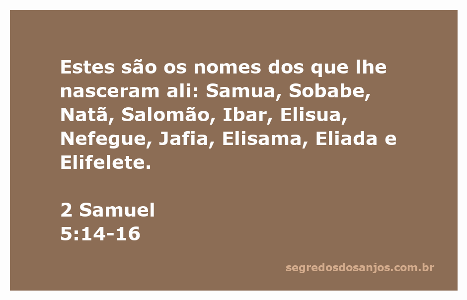Lista dos filhos de Davi mencionados em 2 Samuel 5:14-16
