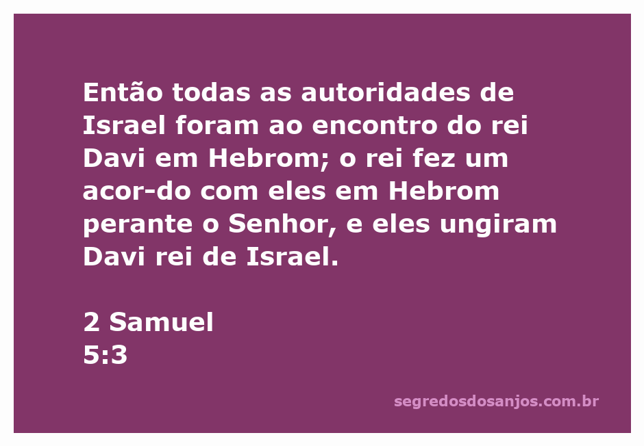 Reunião das autoridades de Israel para ungir Davi como rei em Hebrom.