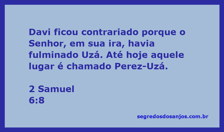 Davi expressando contrariedade após a morte de Uzá ao tocar a arca da aliança.