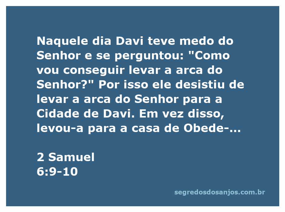 Davi expressando temor ao transportar a arca do Senhor, refletindo sobre sua decisão de levá-la para Obede-Edom.