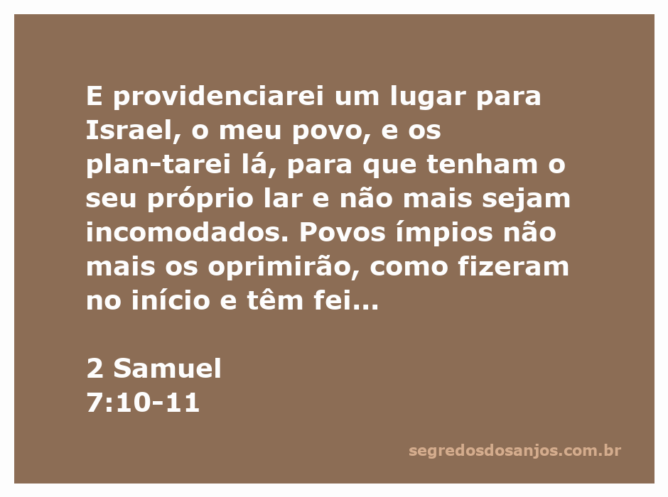 Deus prometendo um lar seguro para o povo de Israel em 2 Samuel 7:10-11