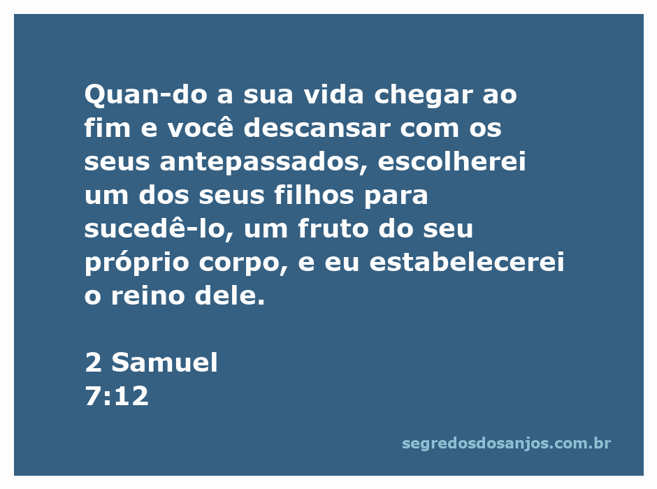 Representação artística de 2 Samuel 7:12, mostrando a sucessão do reino a partir da linhagem de Davi.