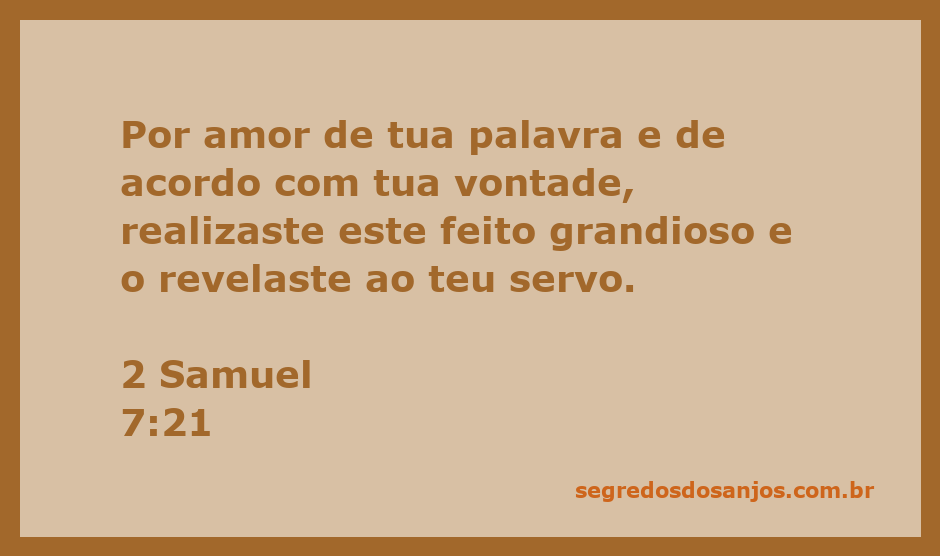 Imagem que representa a realização da promessa de Deus conforme 2 Samuel 7:21, destacando a grandeza de seus feitos.