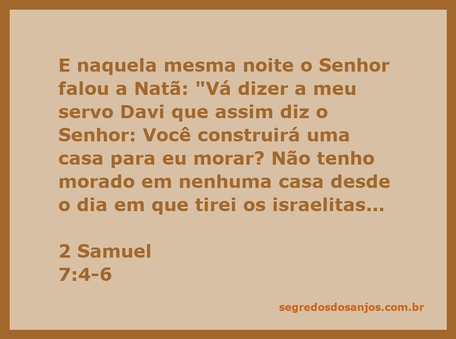 Deus fala a Natã sobre a construção do templo por Davi, representando a relação entre o Senhor e Seu povo.
