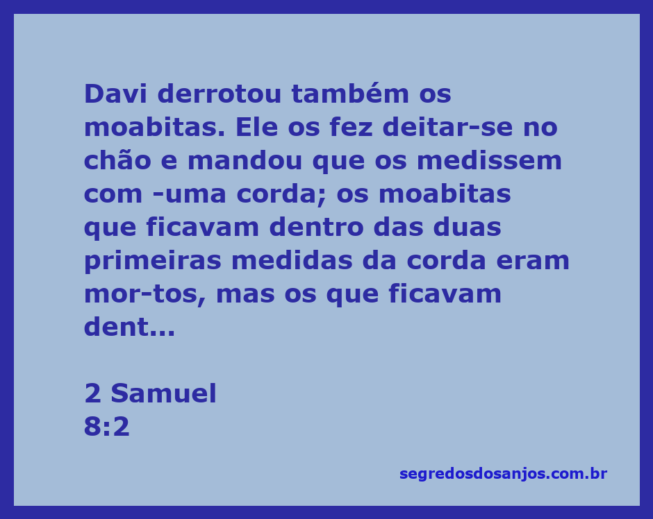 Representação de Davi derrotando os moabitas, simbolizando a conquista e a submissão.